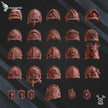 Collection of game miniatures and armor pieces on a dark background with 'RavensTail Gaming' branding.